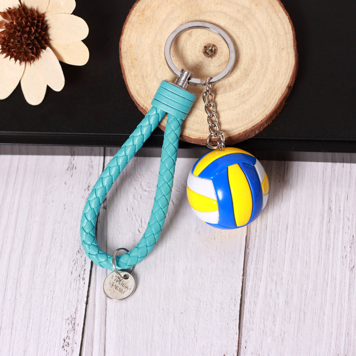 Wholesale  Small Volleyball Keychain Simulation PU Small Ball Keychain Student Sports Souvenir Volleyball Leather Rope Pendant