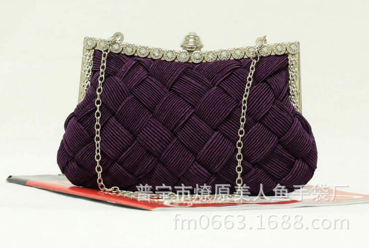 Wholesale Satin Woven Bag Rhinestone Evening Bag JDC-HD-ShengTian004