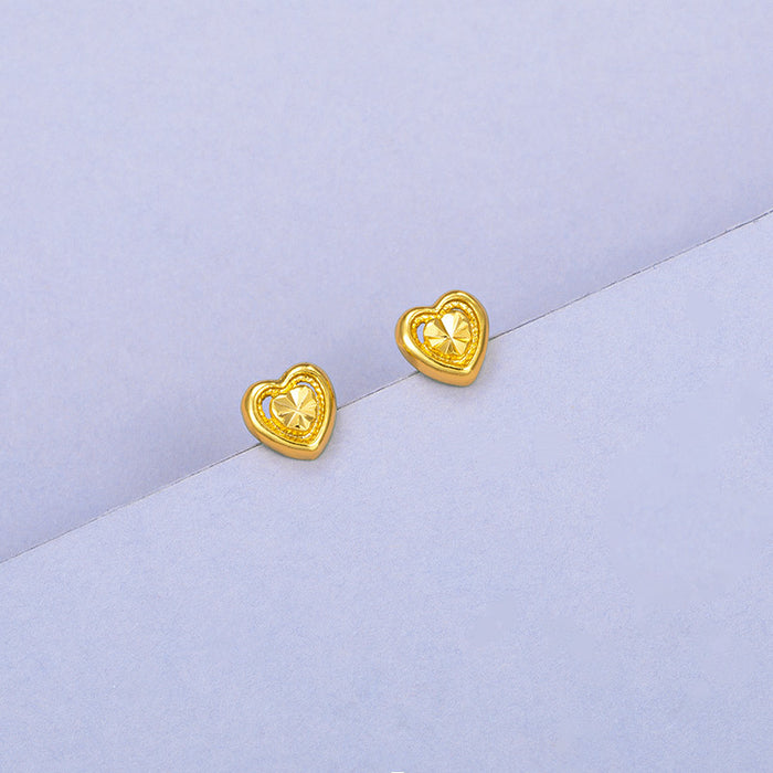 Wholesale Gold-plated Car Heart-shaped Temperament Compact Heart Earrings for Women JDC-ES-XP008