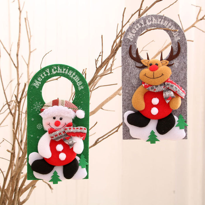 Wholesale Christmas Decorations Non-Woven Cartoon Christmas Door Hanging Pendant Hotel Shopping Mall Window Decoration