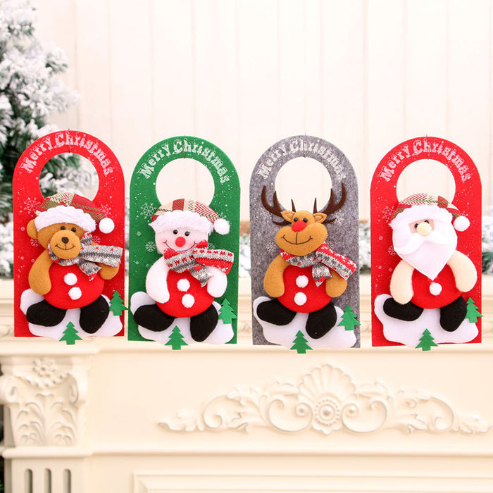 Wholesale Christmas Decorations Non-Woven Cartoon Christmas Door Hanging Pendant Hotel Shopping Mall Window Decoration