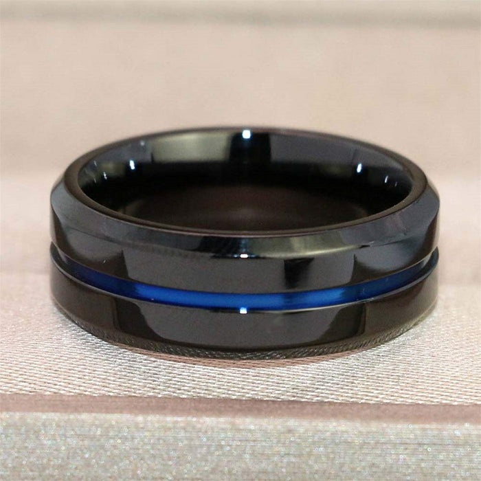 Wholesale Double Layer Black Gold Blue Men's Alloy Ring JDC-RS-MingCheng001