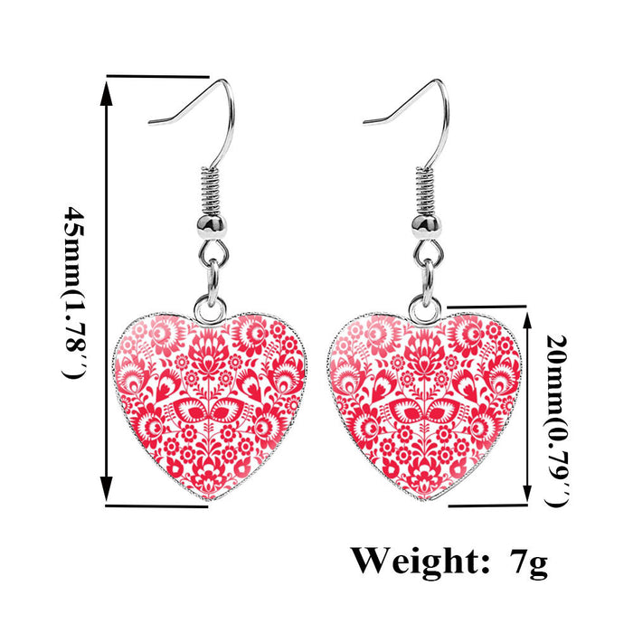 Wholesale Folk art style heart-shaped metal earrings