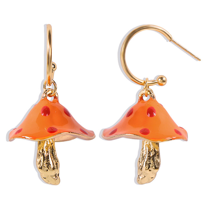 Wholesale Alloy Mushroom Drop Oil Earrings JDC-ES-QianDi025