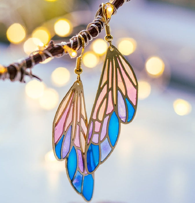 Wholesale Gradient Rainbow Wings Butterfly Wings Earrings Dreamy