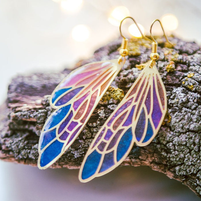 Wholesale Gradient Colorful Wings Butterfly Wings Earrings JDC-ES-SaIP112