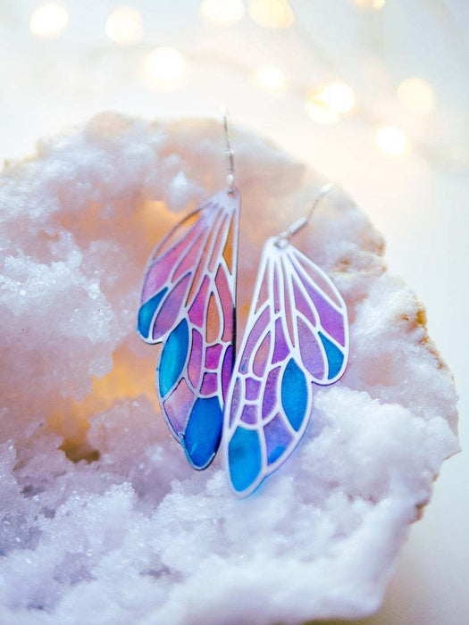 Wholesale Gradient Colorful Wings Butterfly Wings Earrings JDC-ES-SaIP112