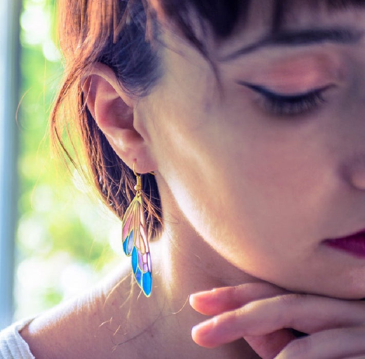 Wholesale Gradient Rainbow Wings Butterfly Wings Earrings Dreamy