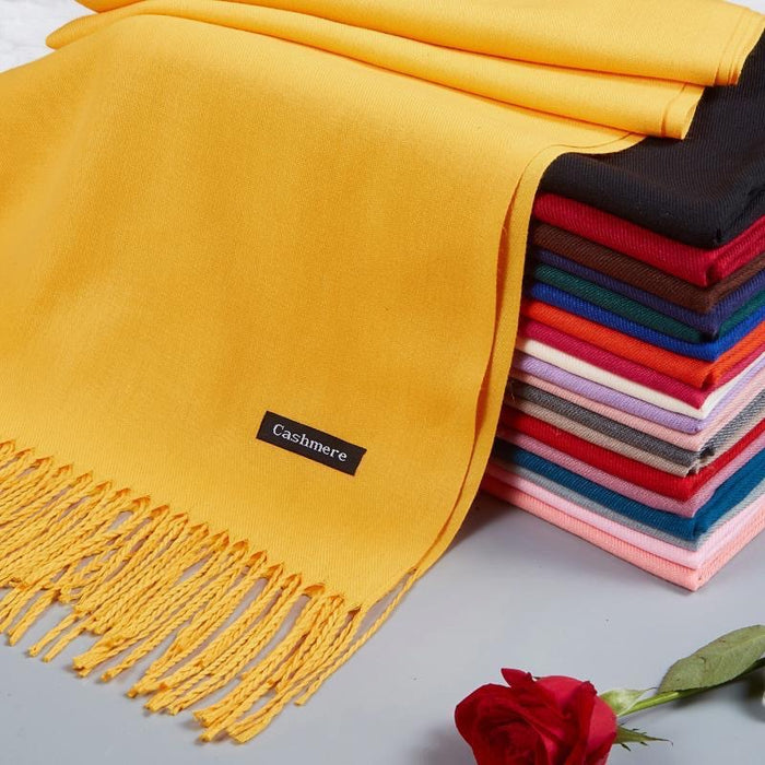 Wholesale Monochrome Imitation Cashmere Scarf Men's and Women's Cold Proof Warm Tassel Shawl Student Dual-use Long Style JDC-SF-GJ004