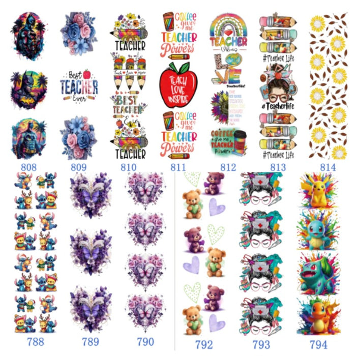 Wholesale 5pcs UV DTF Wrap Flower Stationery Pattern Pen Stickers JDC-ST-YiPin033