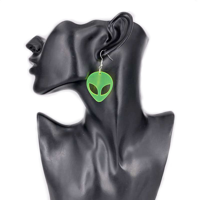 Wholesale  acrylic transparent fluorescent green alien earrings  jewelry