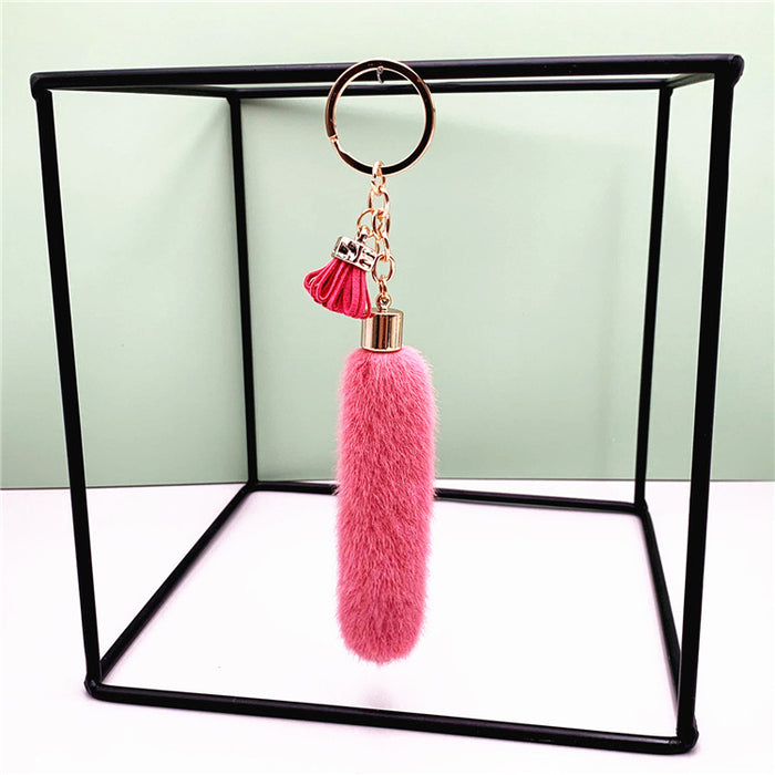 Wholesale Creative Tassel Keychain Cute Bag Cartoon Plush Pendant Car Key Chain Ring Pendant Accessories Small Gift
