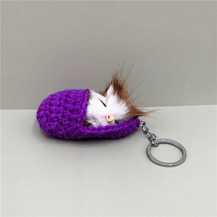 Wholesale Cute Sleeping Cat Plush Keychain JDC-KC-KaiY008