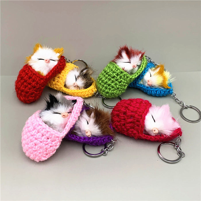 Wholesale Cute Sleeping Cat Plush Keychain JDC-KC-KaiY008