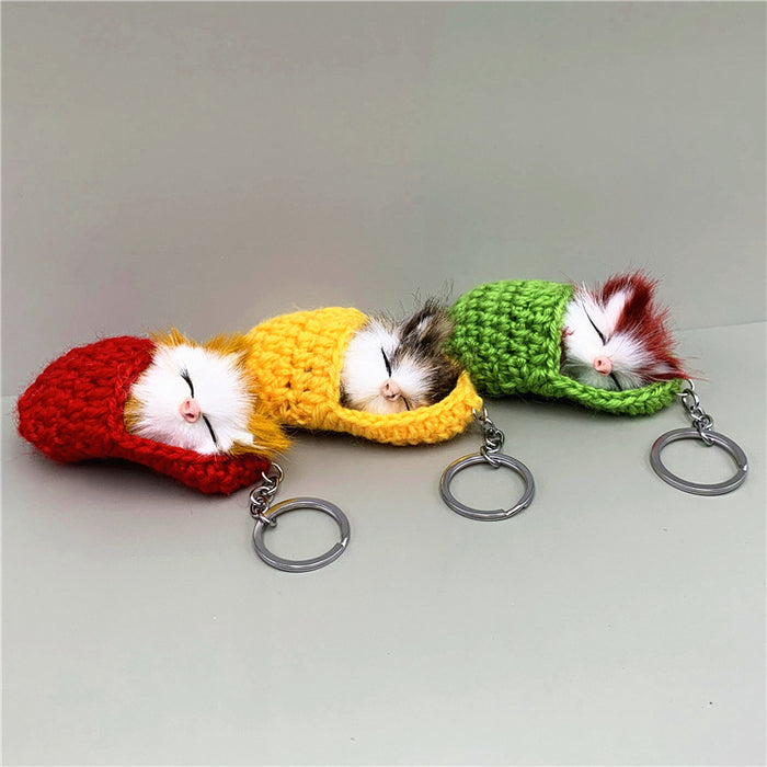 Wholesale Cute Sleeping Cat Plush Keychain JDC-KC-KaiY008