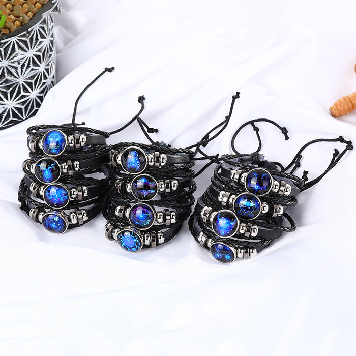 Wholesale Twelve Constellations Luminous Braided Bracelet JDC-BT-Shengy007