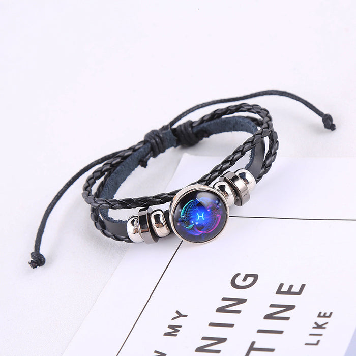 Wholesale Twelve Constellations Luminous Braided Bracelet JDC-BT-Shengy007