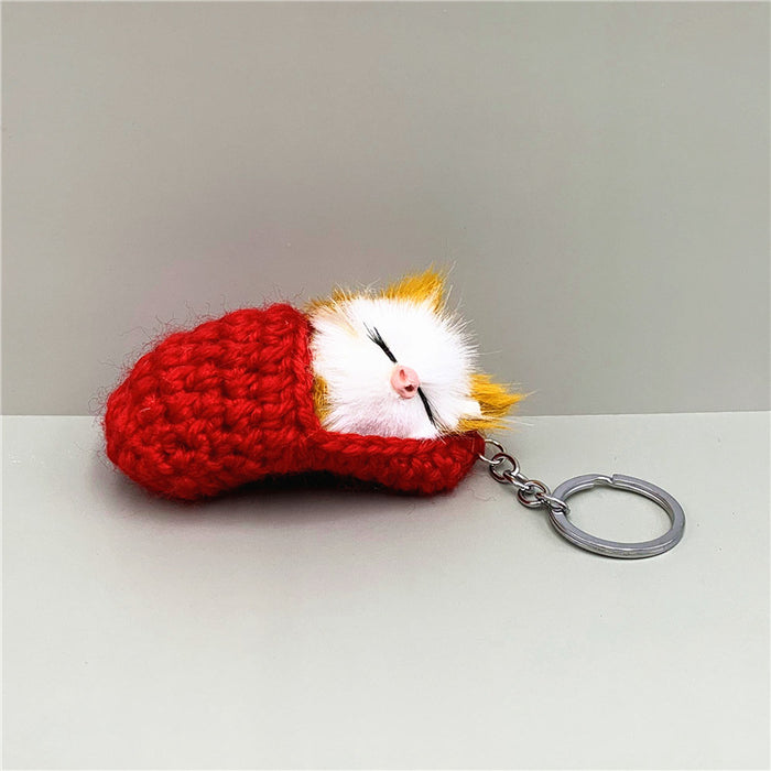 Wholesale Cute Sleeping Cat Plush Keychain JDC-KC-KaiY008