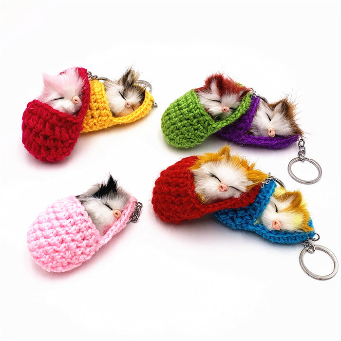 Wholesale Cute Sleeping Cat Plush Keychain JDC-KC-KaiY008