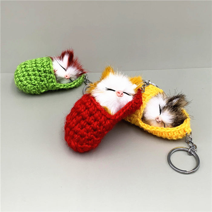 Wholesale Cute Sleeping Cat Plush Keychain JDC-KC-KaiY008