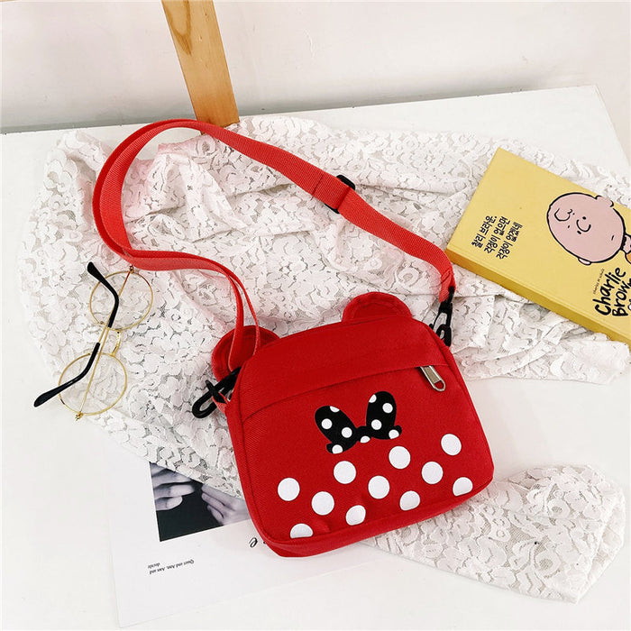 Wholesale Children's crossbody bag, fashionable small bag, cute cartoon canvas bag, stylish and trendy one shoulder little girl's bag