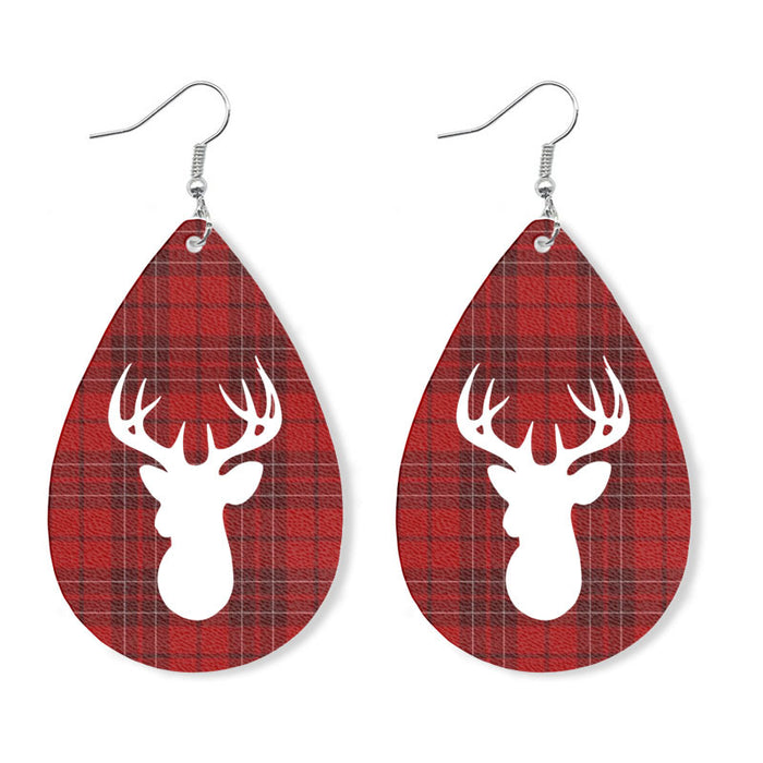 Wholesale 2pcs Christmas Elk Snowman Leather Earrings JDC-ES-HeYi107