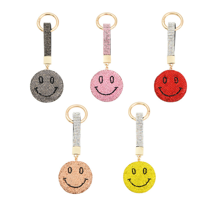 Wholesale Cute Smiley Keychain Exquisite Micro-inlaid Diamond Keychain Bag Car Hanging Gifts