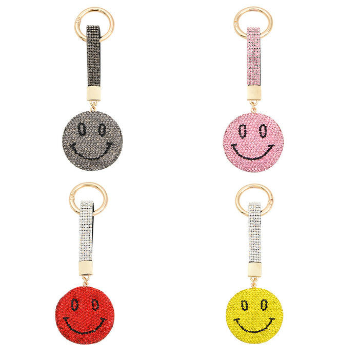 Wholesale Cute Smiley Keychain Exquisite Micro-inlaid Diamond Keychain Bag Car Hanging Gifts