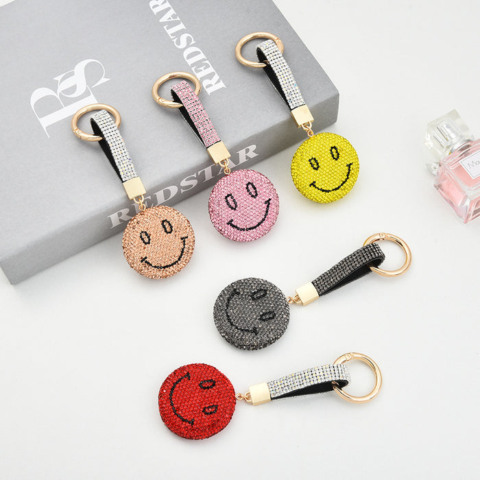 Wholesale Cute Smiley Keychain Exquisite Micro-inlaid Diamond Keychain Bag Car Hanging Gifts