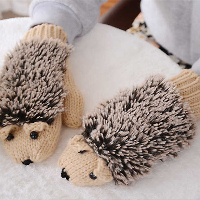 Wholesale Gloves Knitted Full Finger Cartoon Hedgehog JDC-GS-hlei003