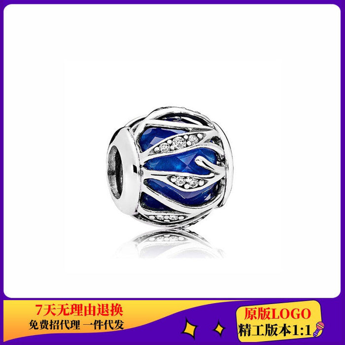 Wholesale Cupronickel Silver Plated Pumpkin Cart Blue Beads JDC-BDS-ZhiS001