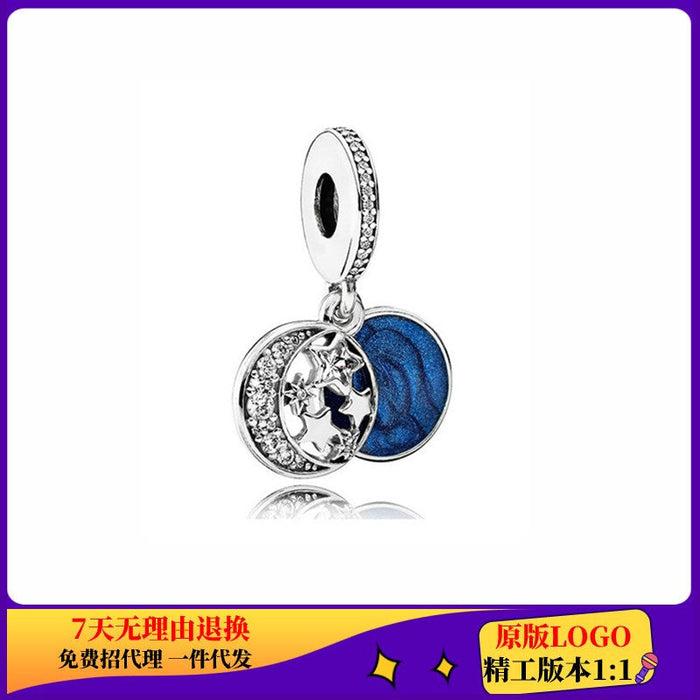 Wholesale Cupronickel Silver Plated Pumpkin Cart Blue Beads JDC-BDS-ZhiS001