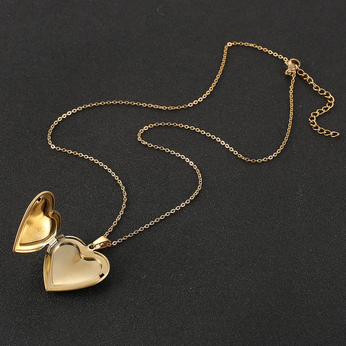 Wholesale Stainless Steel Gold Plated Love Photo Album Box Pendant Necklace