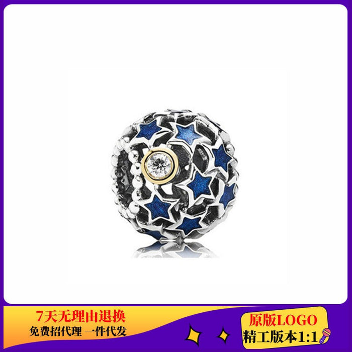 Wholesale Cupronickel Silver Plated Pumpkin Cart Blue Beads JDC-BDS-ZhiS001