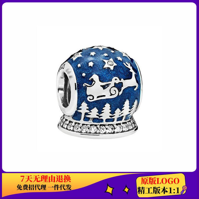 Wholesale Cupronickel Silver Plated Pumpkin Cart Blue Beads JDC-BDS-ZhiS001