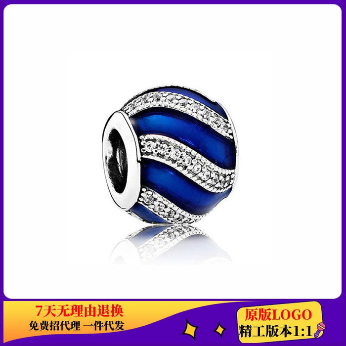 Wholesale Cupronickel Silver Plated Pumpkin Cart Blue Beads JDC-BDS-ZhiS001