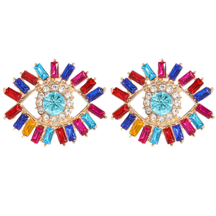 Wholesale Color Diamond Acrylic Devil Eye Earrings JDC-ES-JiuL011