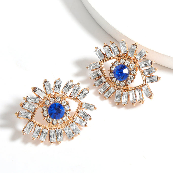 Wholesale Color Diamond Acrylic Devil Eye Earrings JDC-ES-JiuL011