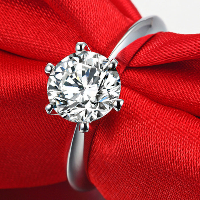 Wholesale Moissanite Eight Hearts and Eight Arrows Ring for Women One Carat Simple Classic Six-Claw Wedding Ring