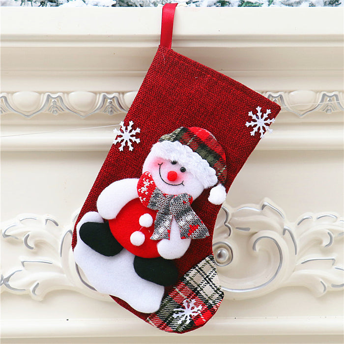 Wholesale Christmas Candy Gift Bag Decoration Props Santa Snowman Socks Medium Size Gift Christmas Stocking Decoration