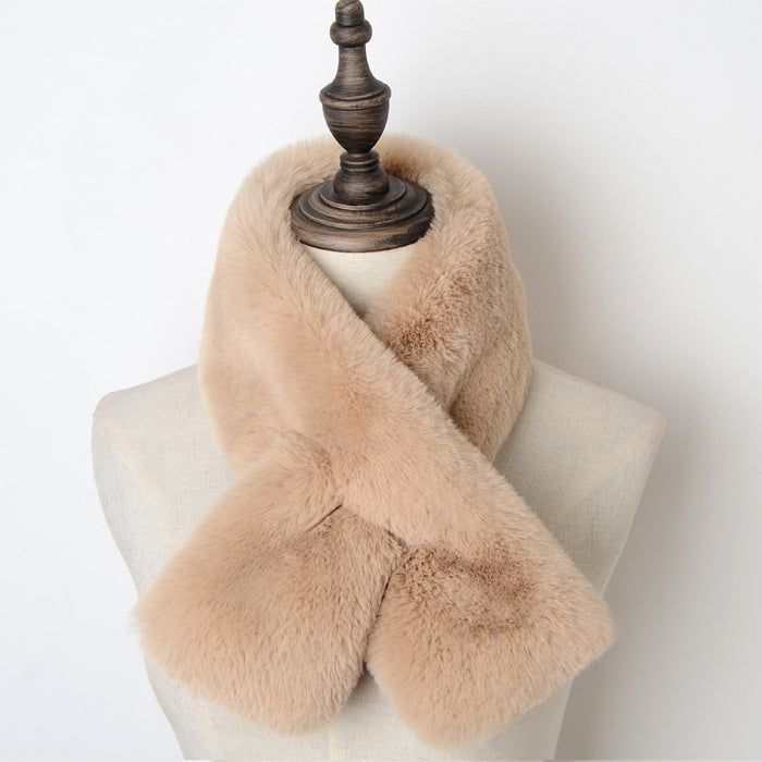 Wholesale Winter Thickened Double-sided Plush Faux Beaver Fur Whole-skin Scarf Women's Warm New Style Cross-neck Scarf Fur Collar Shawl