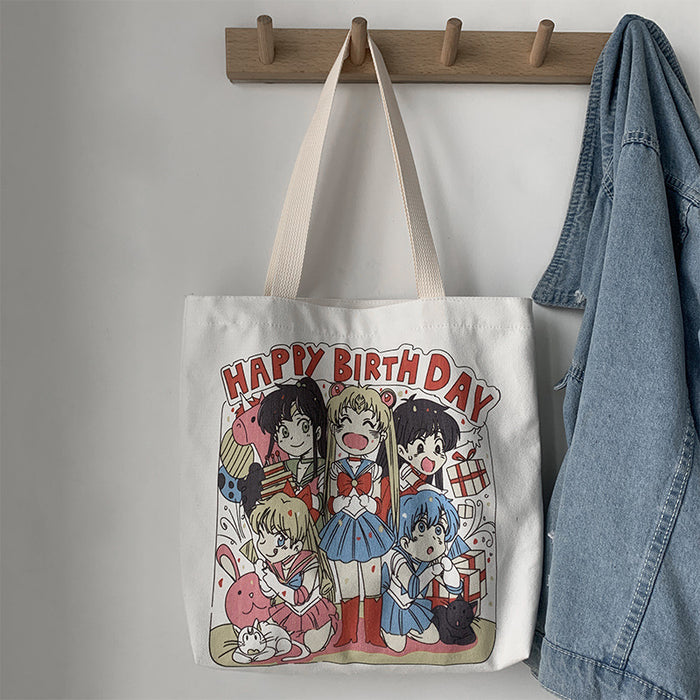 Wholesale New Large Capacity Canvas Bag One Shoulder Handheld Anime Cartoon Student Bag Canvas