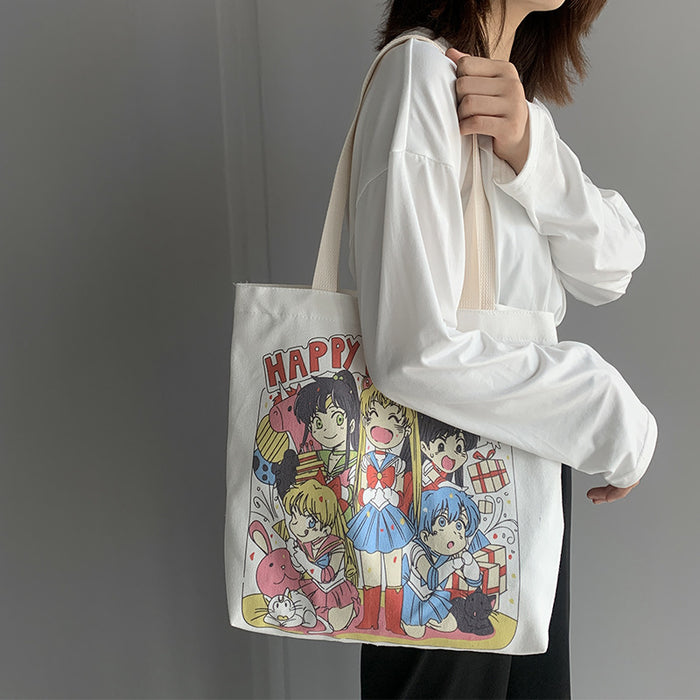 Wholesale New Large Capacity Canvas Bag One Shoulder Handheld Anime Cartoon Student Bag Canvas