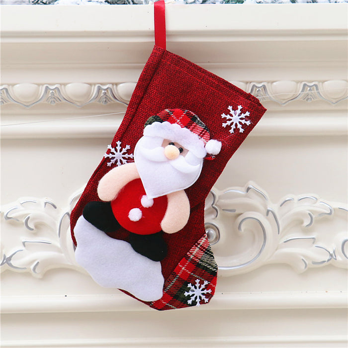 Wholesale Christmas Candy Gift Bag Decoration Props Santa Snowman Socks Medium Size Gift Christmas Stocking Decoration