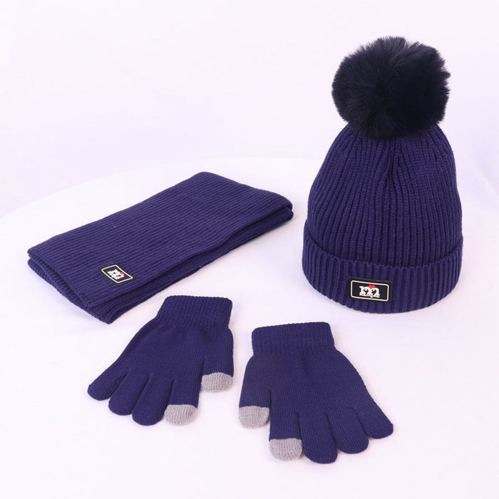 Wholesale Hat Wool Solid Color Warm Scarf Gloves Set JDC-FH-JunC001