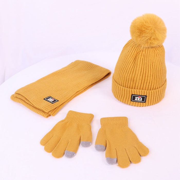 Wholesale Hat Wool Solid Color Warm Scarf Gloves Set JDC-FH-JunC001