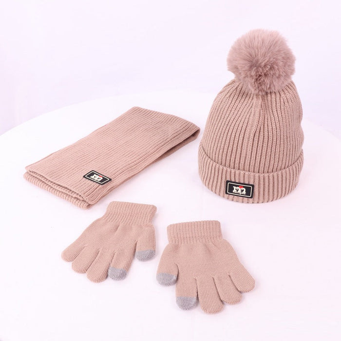 Wholesale Hat Wool Solid Color Warm Scarf Gloves Set JDC-FH-JunC001