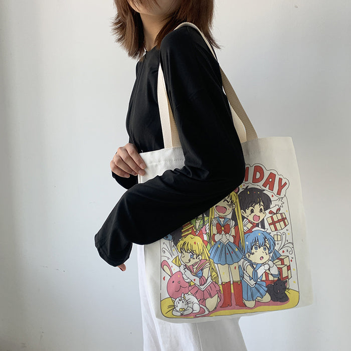 Wholesale New Large Capacity Canvas Bag One Shoulder Handheld Anime Cartoon Student Bag Canvas
