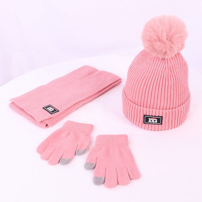 Wholesale Hat Wool Solid Color Warm Scarf Gloves Set JDC-FH-JunC001