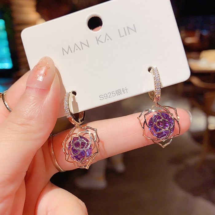 Wholesale Zircon diamond ball copper earrings
